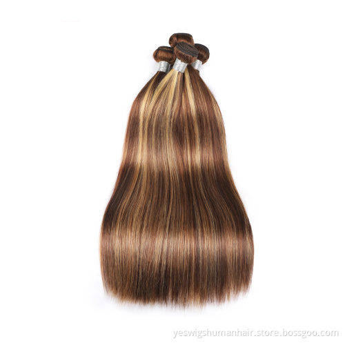 Wholesale Brazilian Straight Human Hair  Bundles Cheap Highlight Color Remy Cuticle Aligned Human Hair Weave Bundles Extensions